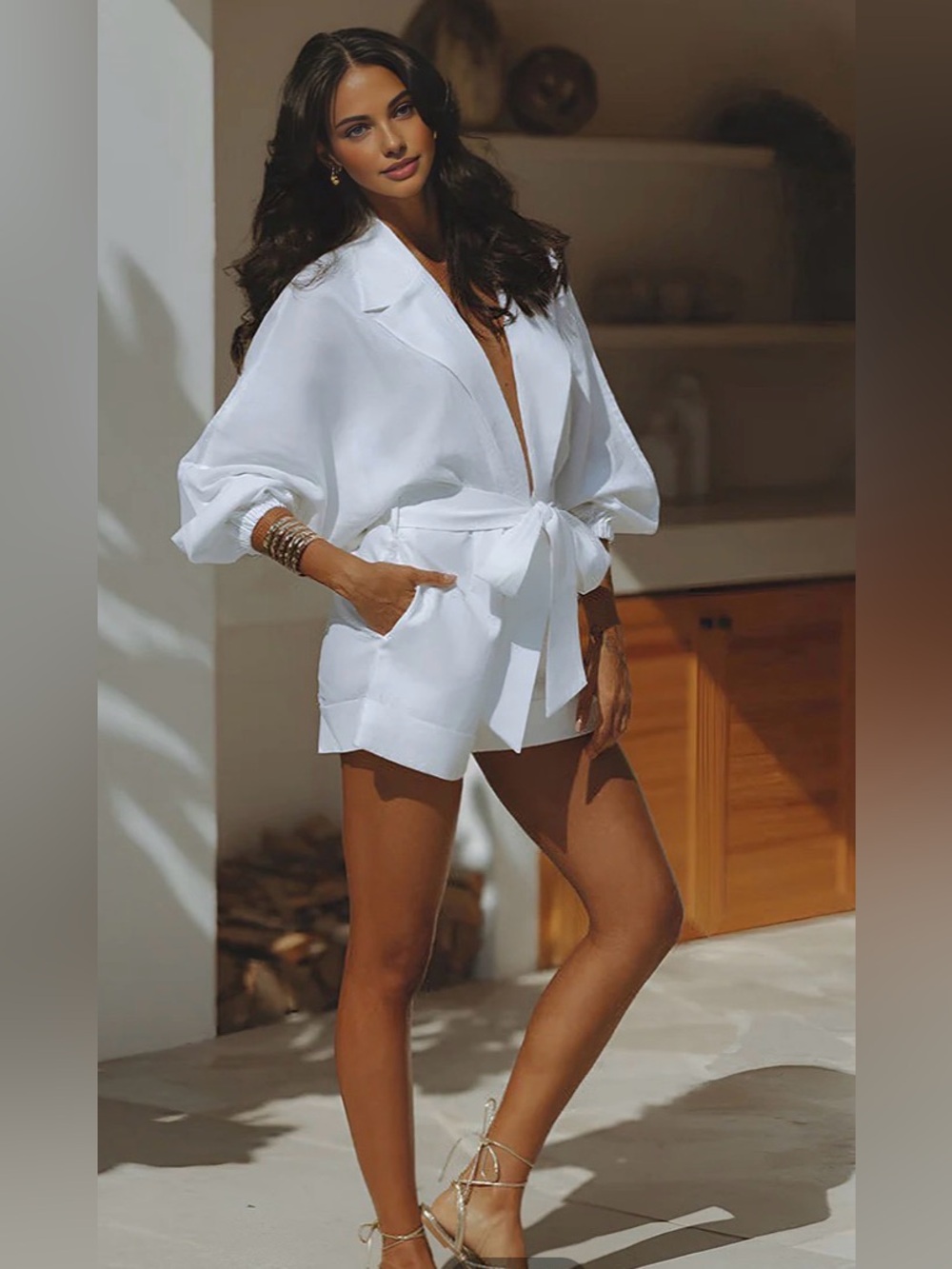 Commense Cotton &Linen jumpsuit with belt